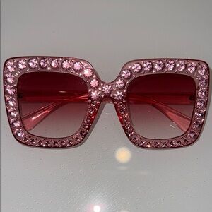 Chic oversized Pink Rhinestone Sunglasses